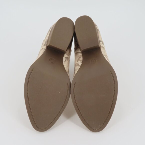 SO Womens 8 BARB Bone Snake Print Faux Leather Cut Out Ankle Booties Boots NEW - Picture 9 of 14